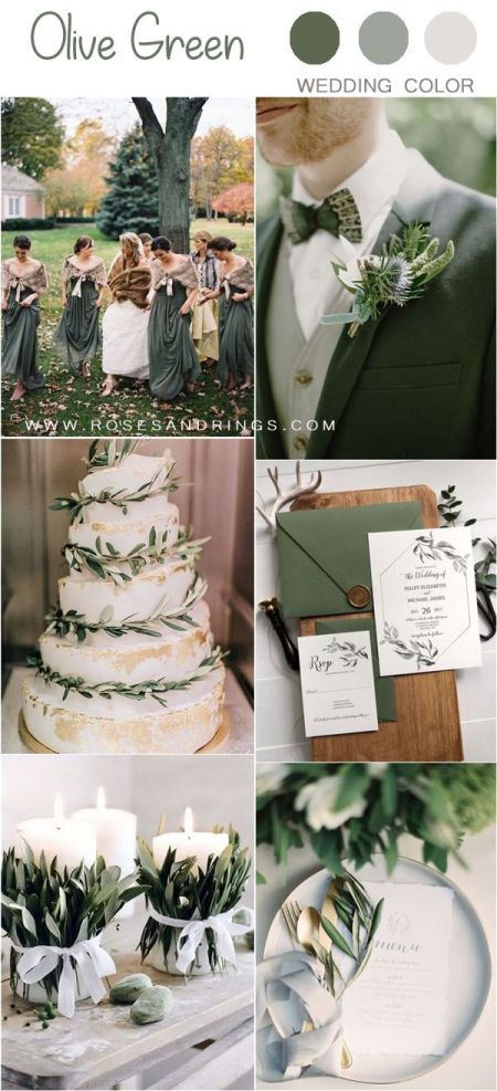 + Olive Green Wedding Color Ideas   Roses & Rings  Green