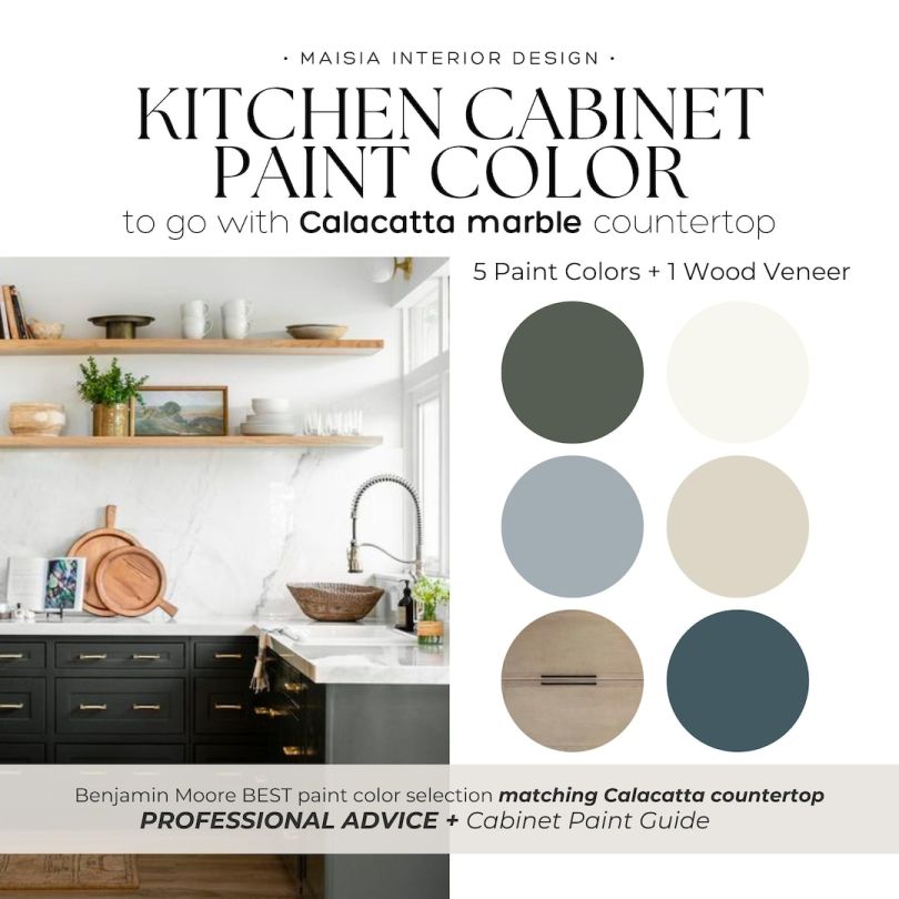 KITCHEN CABINET Paint Color Palette Goes With CALACATTA Marble, Benjamin  Moore Cabinet Color Scheme, Kitchen Remodel, Kitchen Color Combo - Etsy
