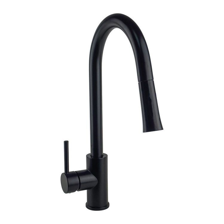 Matte black pull-down kitchen faucet